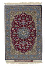 32565 Persian Rug Isfahan Handmade Area Traditional 2'4'' x 3'5'' -2x3- Blue Red Floral Design