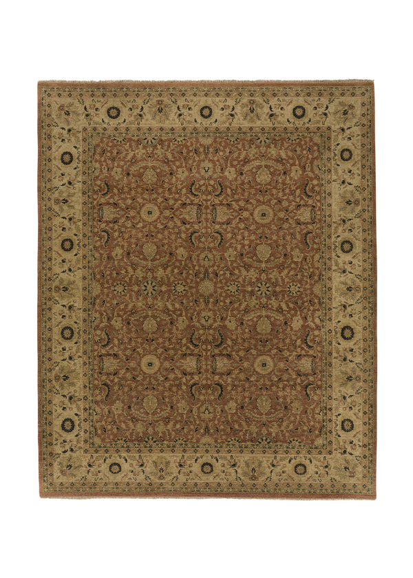 32652 Oriental Rug Indian Handmade Area Transitional 8'2'' x 9'11'' -8x10- Orange Whites Beige Oushak Design