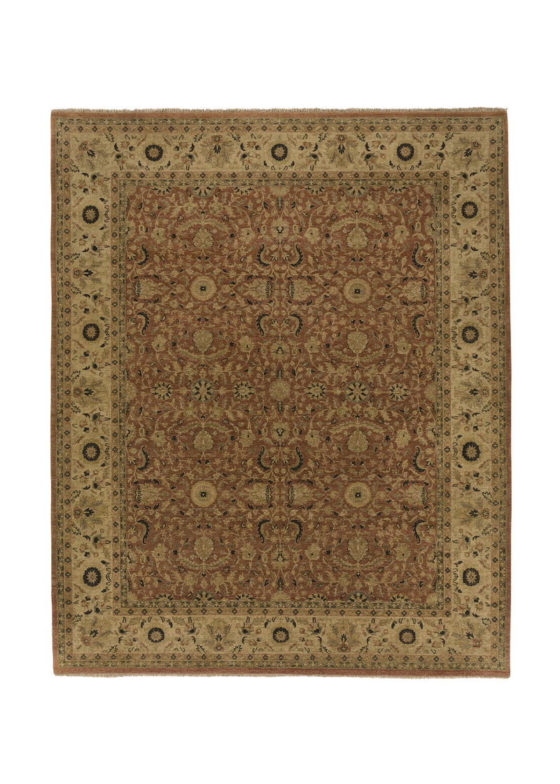 32652 Oriental Rug Indian Handmade Area Transitional 8'2'' x 9'11'' -8x10- Orange Whites Beige Oushak Design