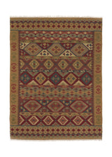 32668 Oriental Rug Indian Handmade Area Tribal 9'0'' x 12'0'' -9x12- Multi-color Red Whites Beige Dhurrie Design