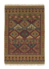 32679 Oriental Rug Indian Handmade Area Tribal 4'0'' x 6'0'' -4x6- Yellow Gold Kilim Dhurrie Design