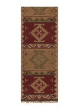 32680 Oriental Rug Indian Handmade Runner Transitional Tribal 2'6" x 10'0" -3x10- Multi-color Dhurrie Geometric Design