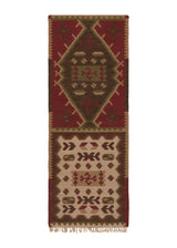 32682 Oriental Rug Indian Handmade Runner Tribal 2'6'' x 10'0'' -3x10- Multi-color Dhurrie Geometric Design