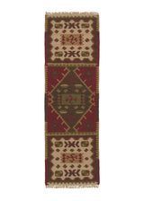32688 Oriental Rug Indian Handmade Runner Tribal 2'6'' x 8'0'' -3x8- Multi-color Dhurrie Geometric Design