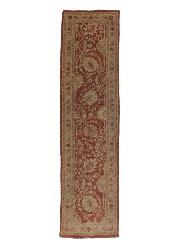 32701 Oriental Rug Pakistani Handmade Runner Transitional 2'9'' x 10'1'' -3x10- Red Whites Beige Oushak Design