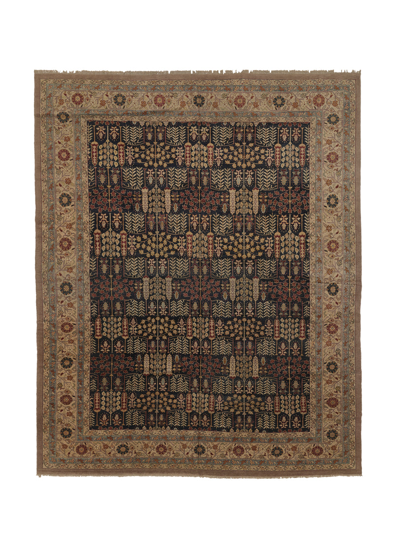 32721 Oriental Rug Chinese Handmade Area Traditional 12'2'' x 15'3'' -12x15- Whites Beige Blue Bakhshayesh Tree of Life Design