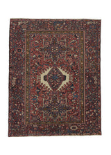 32748 Persian Rug Gharajeh Handmade Area Tribal Vintage 4'10'' x 6'10'' -5x7- Red Geometric Design