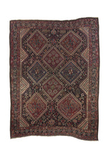 32771 Persian Rug Shiraz Handmade Area Antique Tribal 7'5'' x 10'0'' -7x10- Black Red Geometric Design