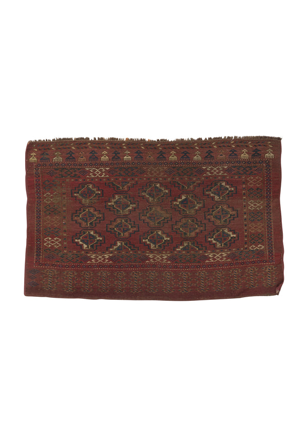 32773 Persian Rug Turkmen Handmade Area Antique Tribal 2'11'' x 4'9'' -3x5- Red Bokhara Design