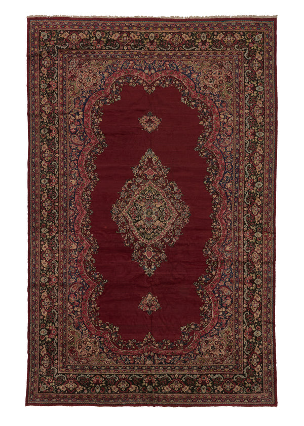 32777 Persian Rug Mahal Handmade Area Tribal 12'2'' x 18'9'' -12x19- Red Open Field Floral Design