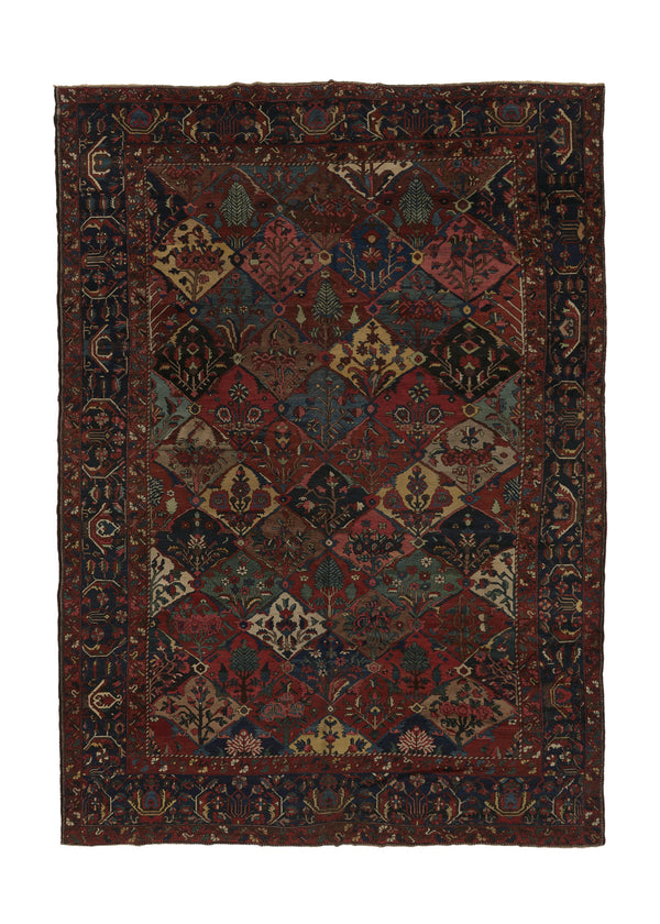 32793 Persian Rug Bakhtiari Handmade Area Tribal Vintage 10'9'' x 15'2'' -11x15- Red Blue Multi-color Garden Design