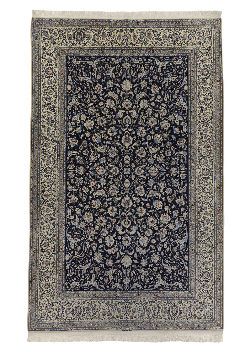 32811 Persian Rug Nain Handmade Area Traditional 6'9'' x 11'3'' -7x11- Blue Whites Beige Floral Design