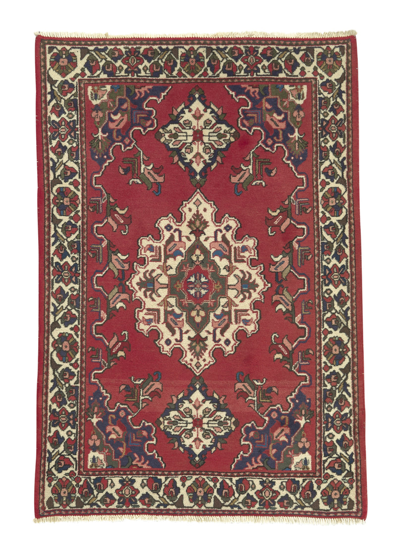 32815 Persian Rug Bakhtiari Handmade Area Traditional Tribal 3'4'' x 4'10'' -3x5- Red Floral Design