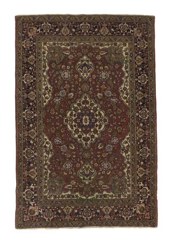 32823 Persian Rug Najafabad Handmade Area Traditional 4'6'' x 6'9'' -5x7- Red Brown Floral Design