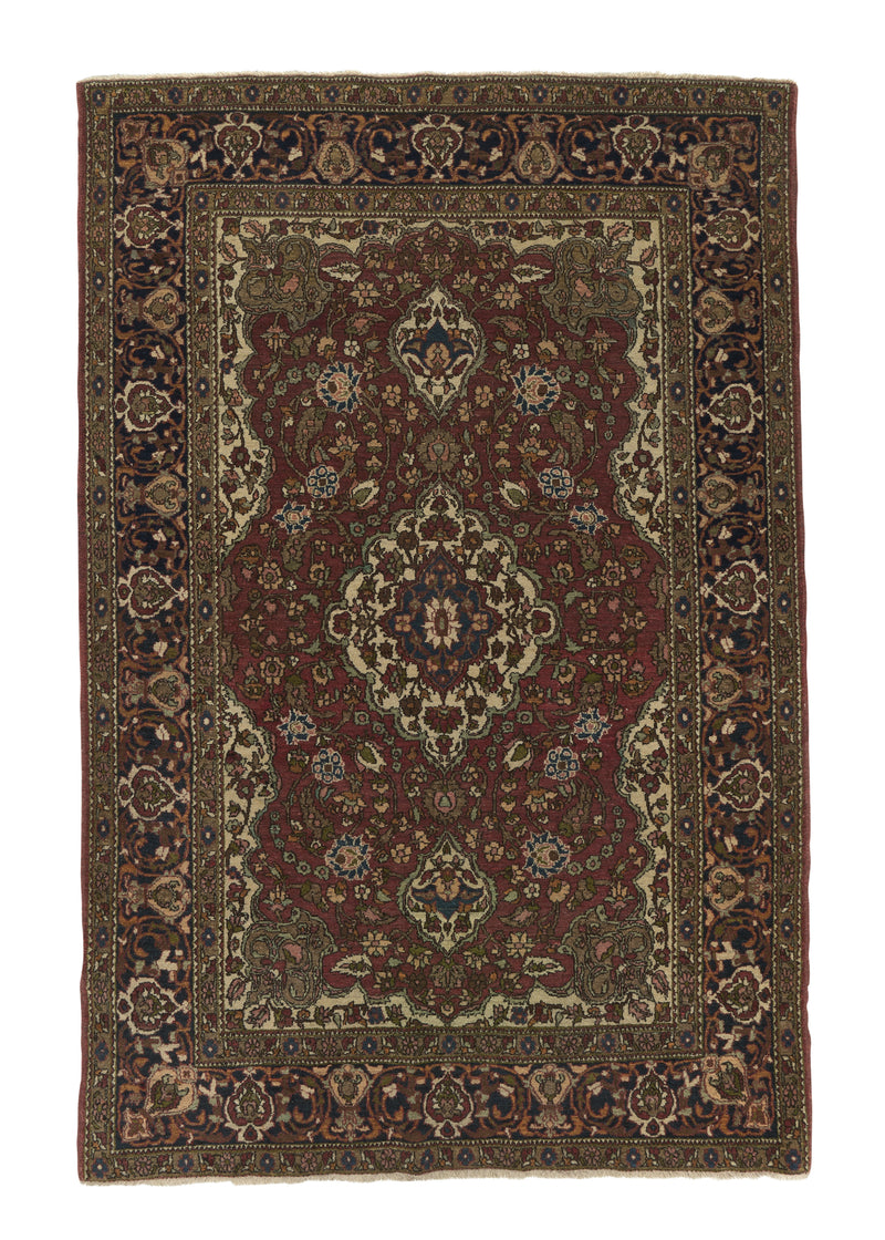 32823 Persian Rug Najafabad Handmade Area Traditional 4'6'' x 6'9'' -5x7- Red Brown Floral Design