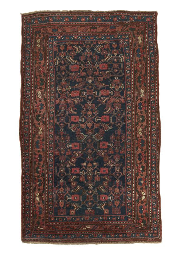 32824 Persian Rug Bijar Handmade Area Antique Traditional 4'6'' x 7'8'' -5x8- Orange Blue Geometric Design