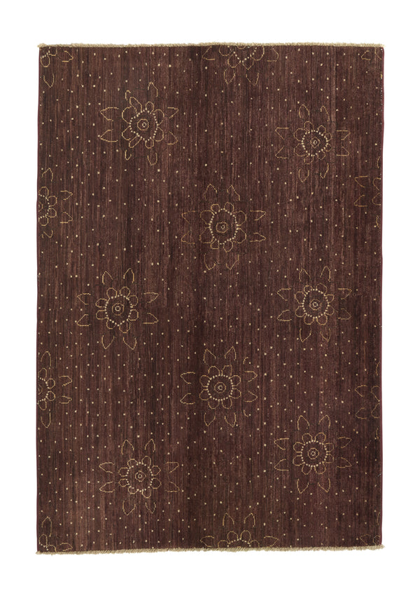 32829 Oriental Rug Pakistani Handmade Area Modern 3'9'' x 5'7'' -4x6- Brown Floral Design