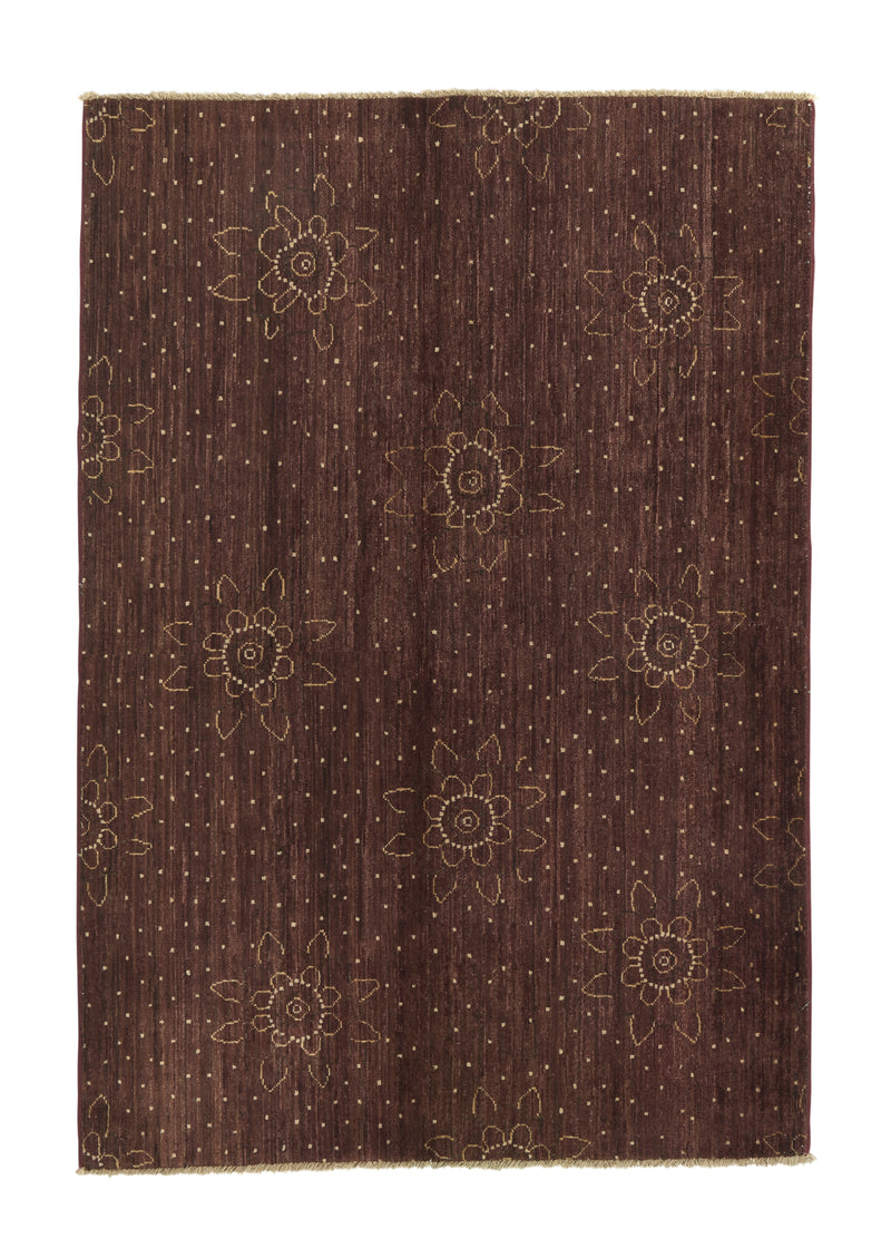 32829 Oriental Rug Pakistani Handmade Area Modern 3'9'' x 5'7'' -4x6- Brown Floral Design