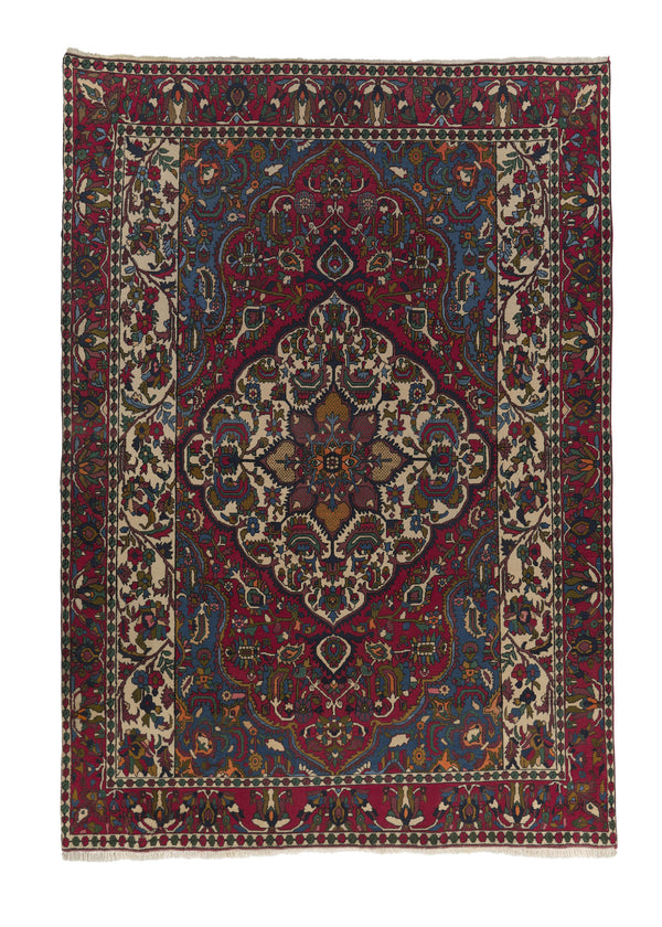 32860 Persian Rug Bakhtiari Handmade Area Tribal 7'0'' x 10'2'' -7x10- Red Floral Design