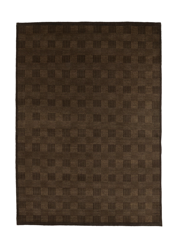 32895 Oriental Rug Pakistani Handmade Area Modern 9'1'' x 14'1'' -9x14- Brown Checkered Design