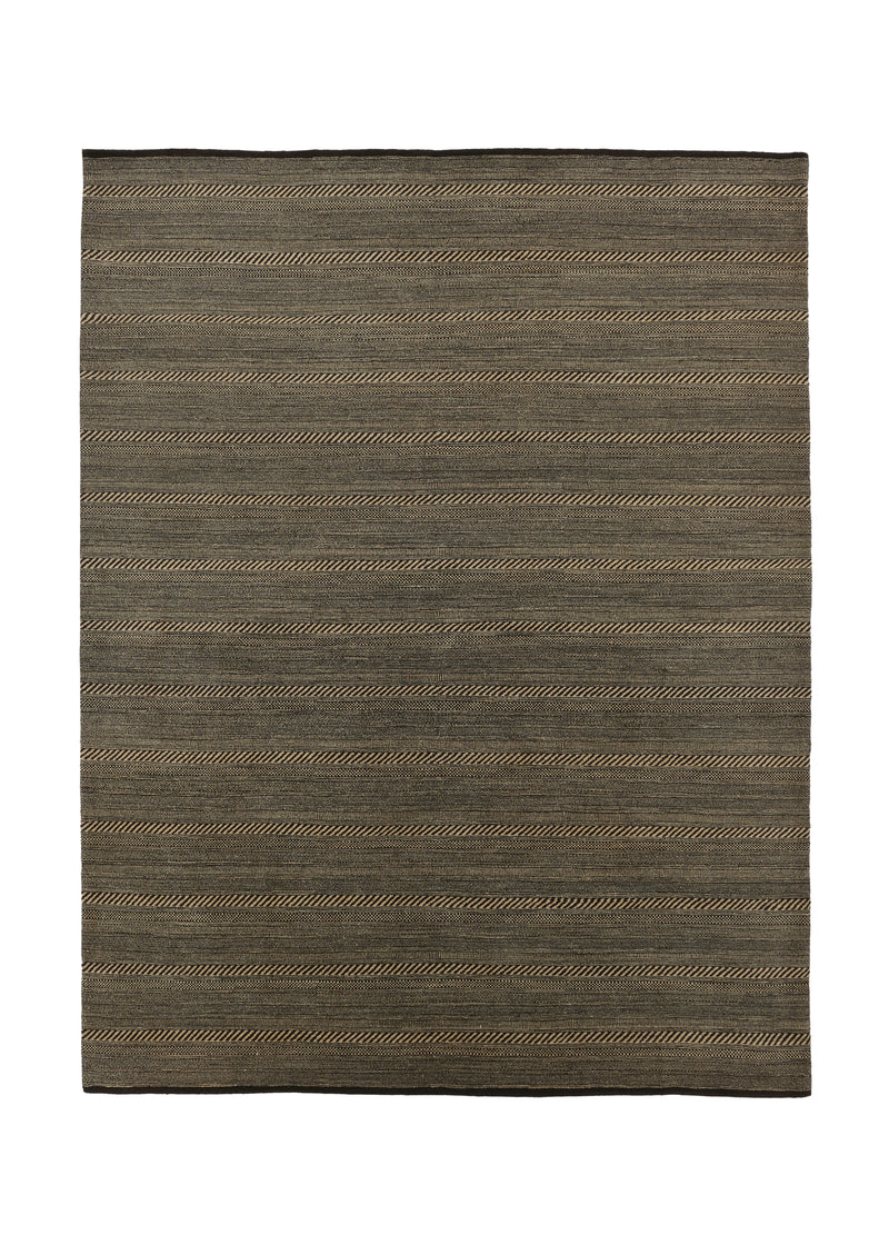 32899 Oriental Rug Pakistani Handmade Area Modern 9'11'' x 13'0'' -10x13- Whites Beige Black Stripes Geometric Design
