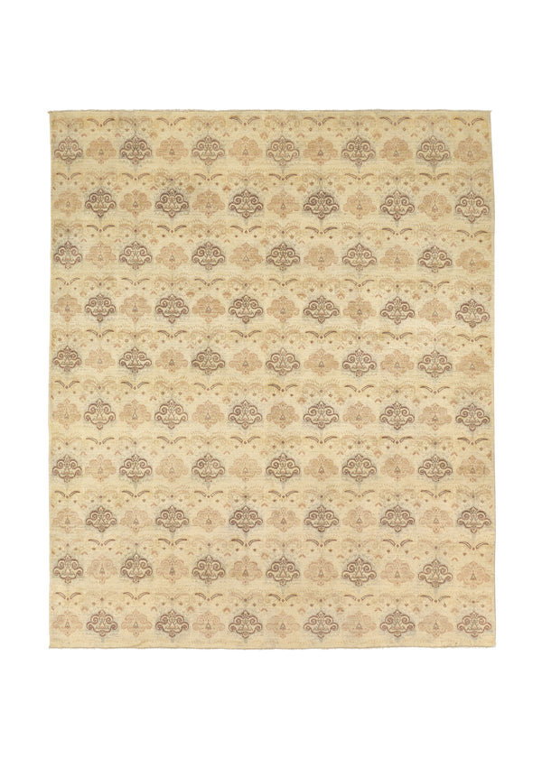 32917 Oriental Rug Pakistani Handmade Area Modern 7'9'' x 9'4'' -8x9- Whites Beige Geometric Design