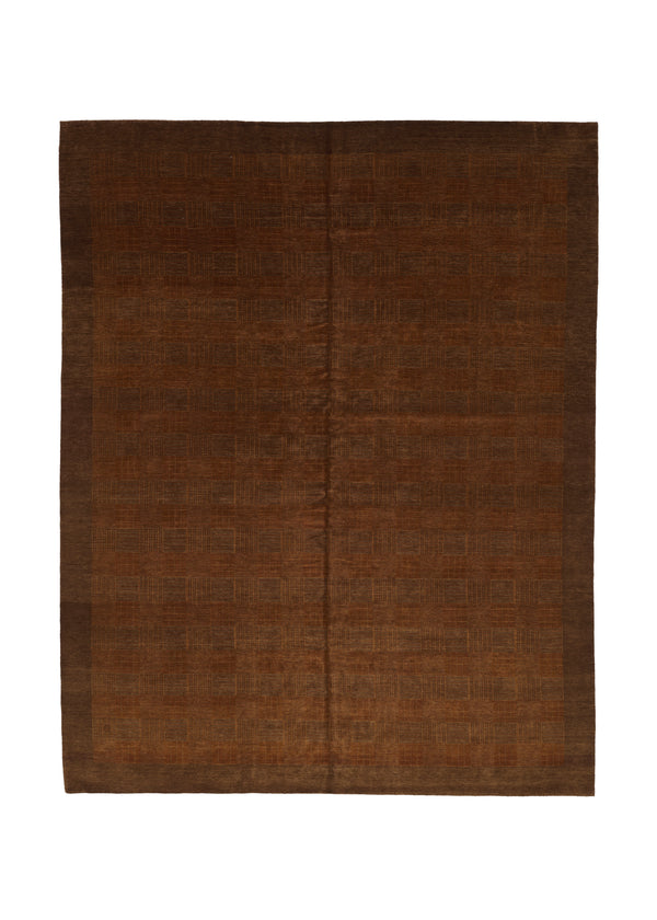 32921 Oriental Rug Pakistani Handmade Area Modern 12'3'' x 15'3'' -12x15- Brown Checkered Lattice Design