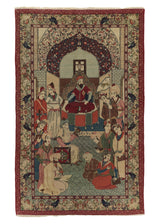 32931 Persian Rug Kashan Handmade Area Traditional 4'9'' x 6'2'' -5x6- Multi-color Whites Beige Pictorial Design