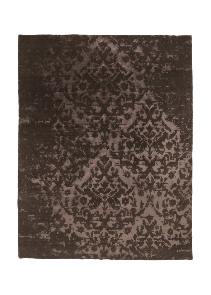 32950 Oriental Rug Indian Handmade Area Modern Neutral 9'1'' x 12'0'' -9x12- Brown Erased Abstract Design