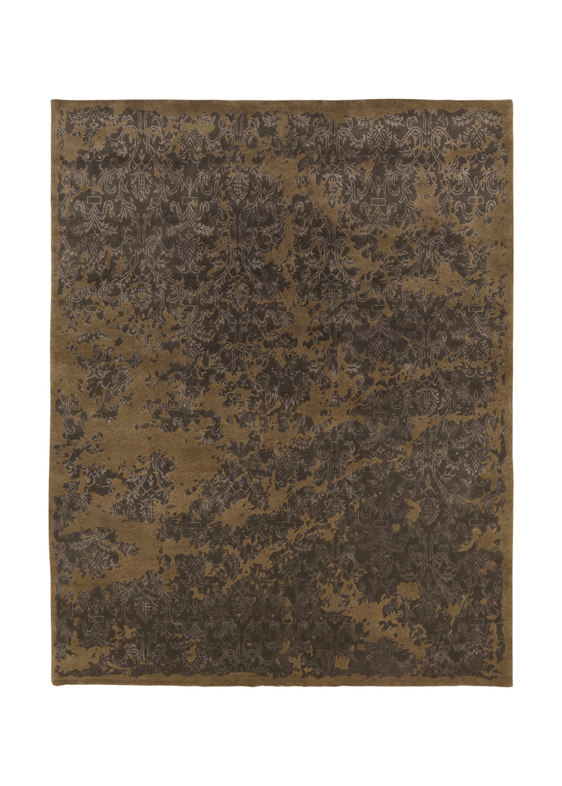 32957 Oriental Rug Indian Handmade Area Modern 8'1'' x 10'3'' -8x10- Brown Abstract Design