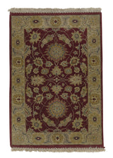 32979 Oriental Rug Indian Handmade Area Transitional 2'0'' x 2'11'' -2x3- Red Yellow Gold Floral Design