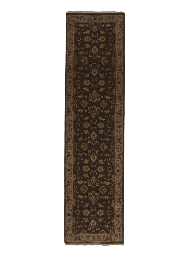 32988 Oriental Rug Indian Handmade Runner Transitional 2'7'' x 9'11'' -3x10- Brown Floral Design