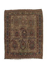 33006 Persian Rug Afshar Handmade Area Antique Tribal 4'4'' x 5'7'' -4x6- Whites Beige Paisley Boteh Design