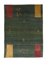 33008 Persian Rug Gabbeh Handmade Area Tribal 6'10'' x 9'0'' -7x9- Green Open Pictorial Design