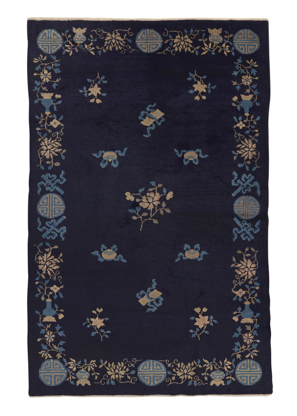 33014 Oriental Rug Chinese Handmade Area Antique Traditional 4'10'' x 7'8'' -5x8- Blue Peking Design