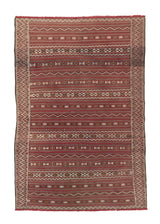 33020 Persian Rug Turkmen Handmade Area Tribal 4'0'' x 5'8'' -4x6- Red Kilim Geometric Design