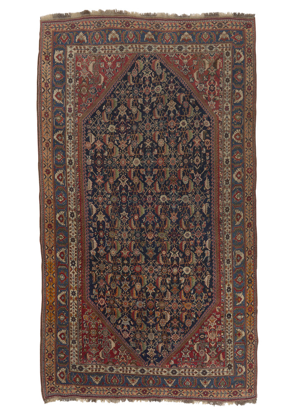 33035 Persian Rug Ghashghaei Handmade Area Antique Tribal 5'2'' x 8'9'' -5x9- Blue Red Herati Design