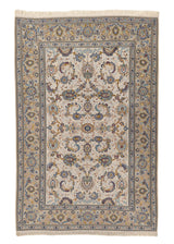 33042 Persian Rug Kashan Handmade Area Traditional 4'7'' x 6'10'' -5x7- Blue Whites Beige Yellow Gold Shah Abbasi Floral Design