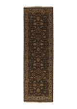 33048 Oriental Rug Indian Handmade Runner Transitional 2'6'' x 7'11'' -3x8- Brown Green Floral Design