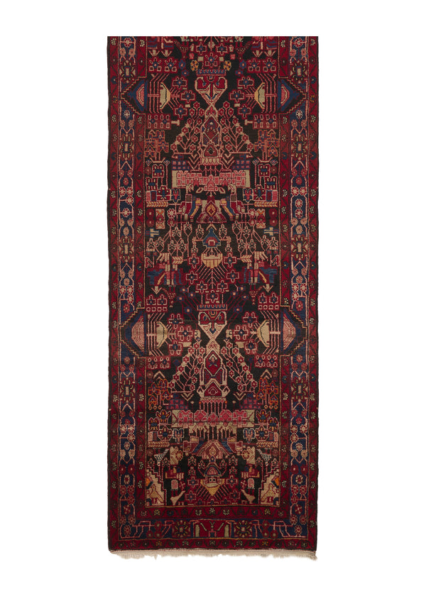 33065 Persian Rug Nahavand Handmade Runner Tribal 3'4'' x 15'10'' -3x16- Red Blue Geometric Design