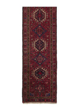 33097 Persian Rug Gharajeh Handmade Runner Tribal 2'9'' x 18'11'' -3x19- Red Geometric Design