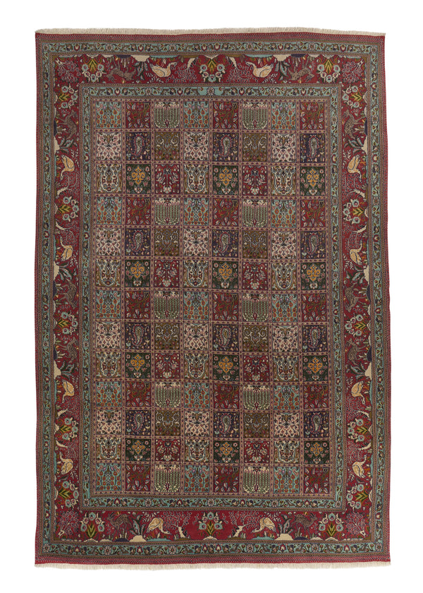 33113 Persian Rug Moud Handmade Area Traditional 6'8'' x 10'2'' -7x10- Red Multi-color Garden Design