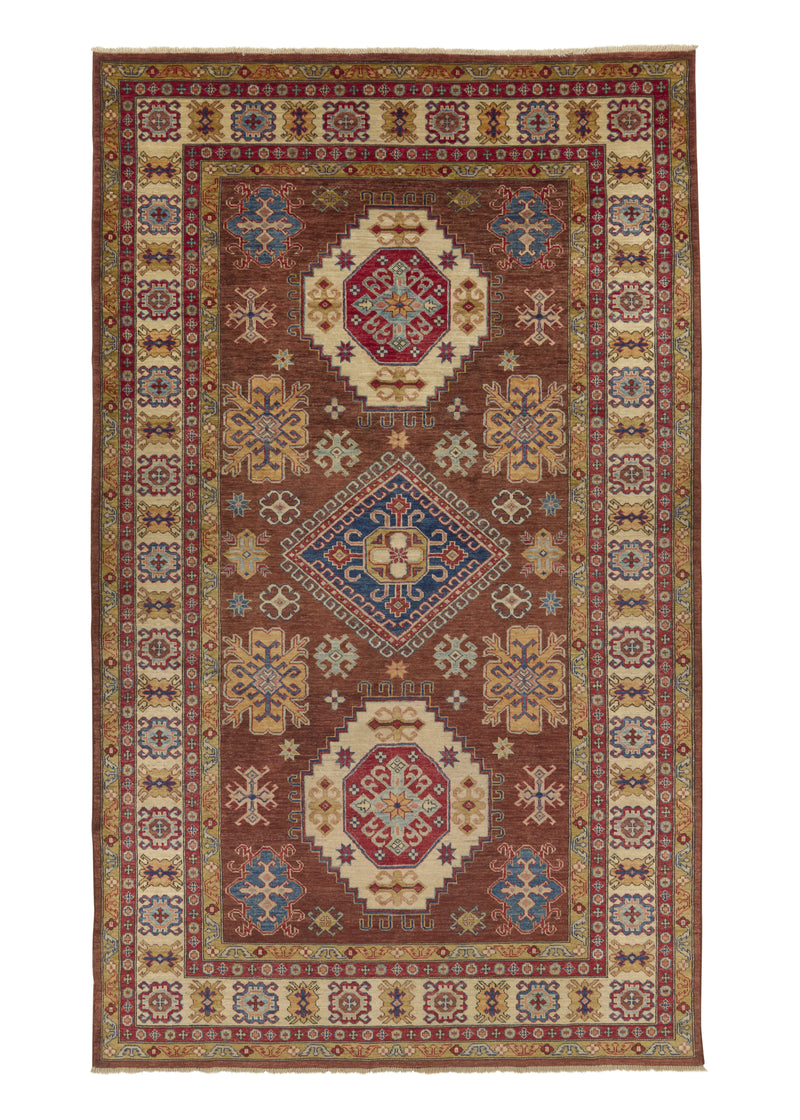 33119 Oriental Rug Pakistani Handmade Area Transitional 5'8'' x 8'2'' -6x8- Brown Kazak Design