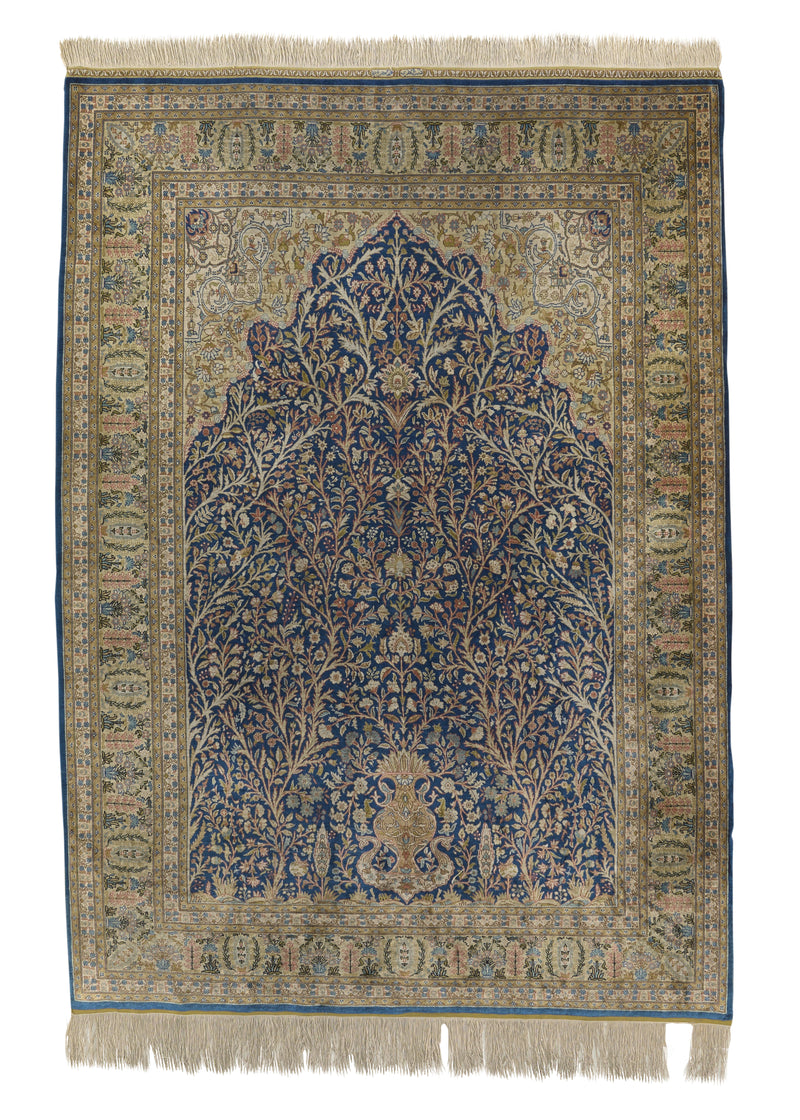 33163 Oriental Rug Turkish Handmade Area Traditional 4'8'' x 6'8'' -5x7- Blue Yellow Gold Tree of Life Design