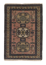 33167 Persian Rug Ardabil Handmade Area Tribal Vintage 4'9'' x 6'9'' -5x7- Pink Geometric Design