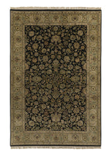 33175 Oriental Rug Indian Handmade Area Transitional 6'2'' x 9'2'' -6x9- Whites Beige Black Oushak Design