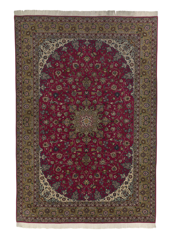33202 Persian Rug Tabriz Handmade Area Traditional 6'8'' x 10'1'' -7x10- Red Floral Design
