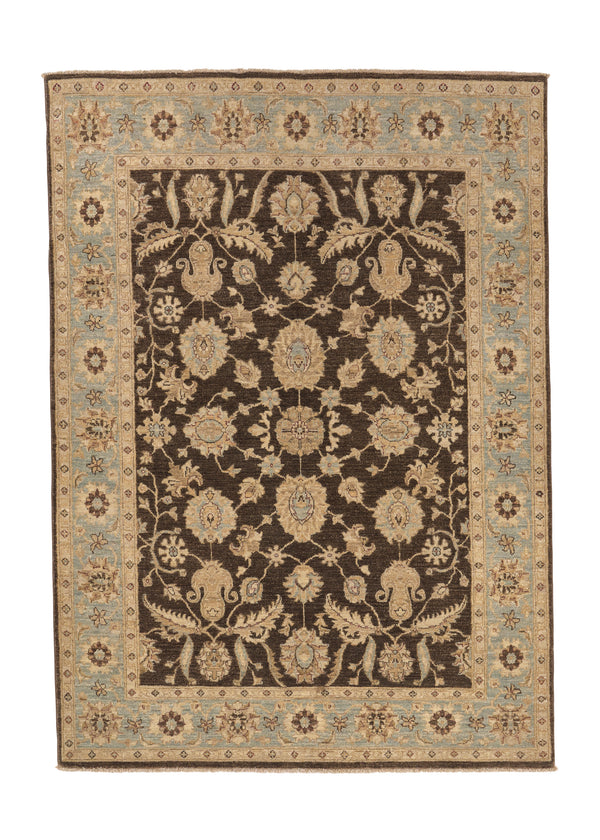 33230 Oriental Rug Pakistani Handmade Area Transitional 4'9'' x 6'5'' -5x6- Brown Whites Beige Floral Oushak Design