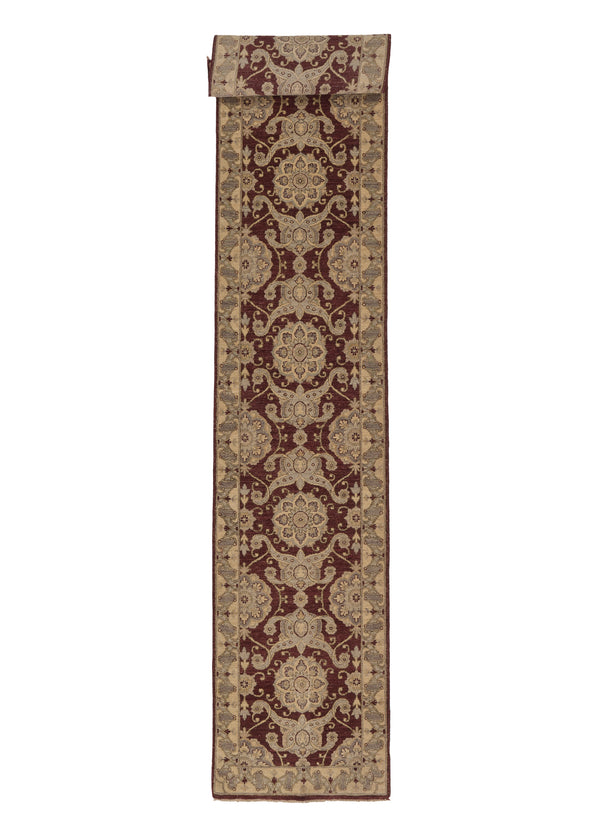 33260 Oriental Rug Pakistani Handmade Runner Transitional 2'6'' x 12'5'' -3x12- Gray Whites Beige Red Oushak Design