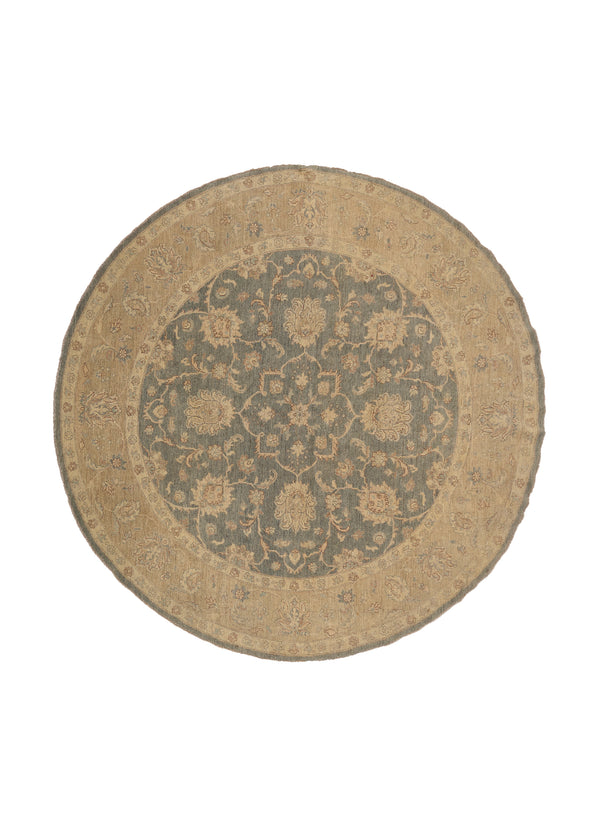 33268 Oriental Rug Pakistani Handmade Round Transitional Neutral 8'9'' x 8'8'' -9x9- Whites Beige Gray Floral Oushak Design